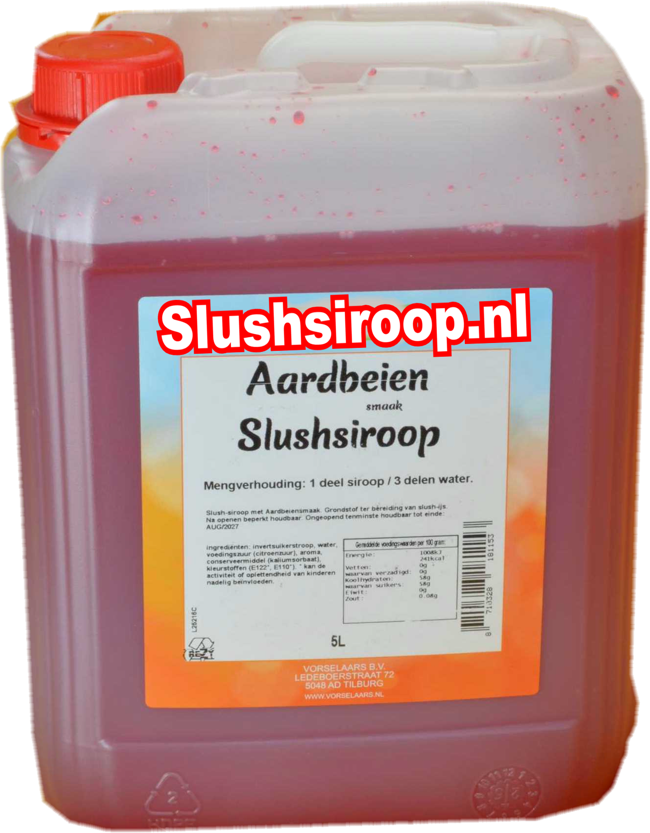 Tankje aardbeien slush siroop - slushsiroop.nl in tank - tankje