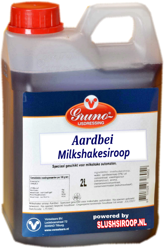 B- GRUNO - MilaNNE Milkshakesiroop AARDBEIEN smaak, tank a, 2 liter