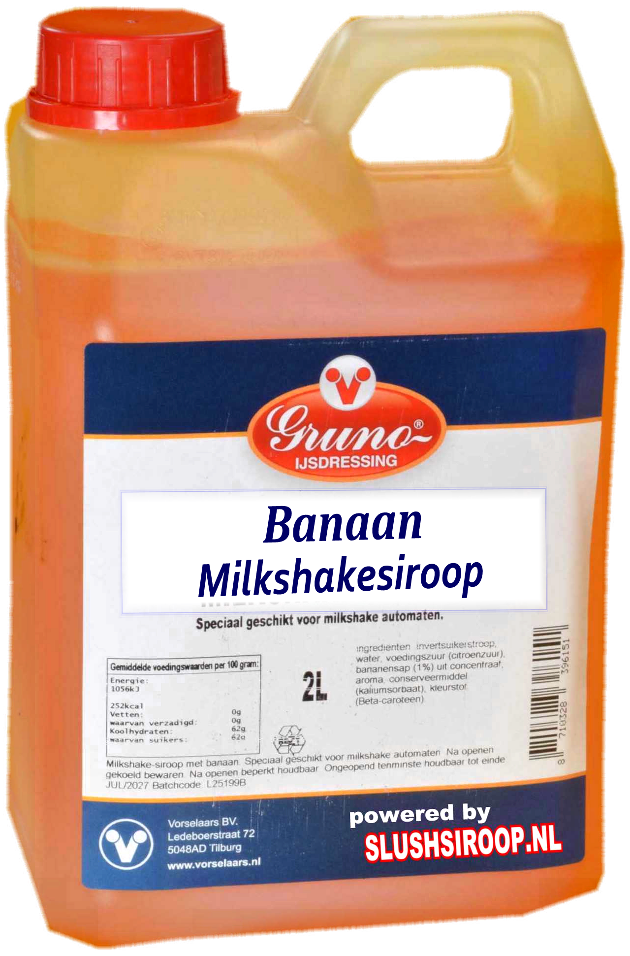 B- GRUNO - MilaNNE Milkshakesiroop BANAAN smaak, tank a, 2 liter