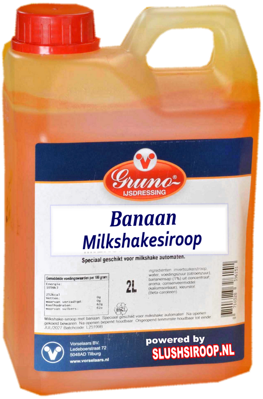 B- GRUNO - MilaNNE Milkshakesiroop BANAAN smaak, tank a, 2 liter