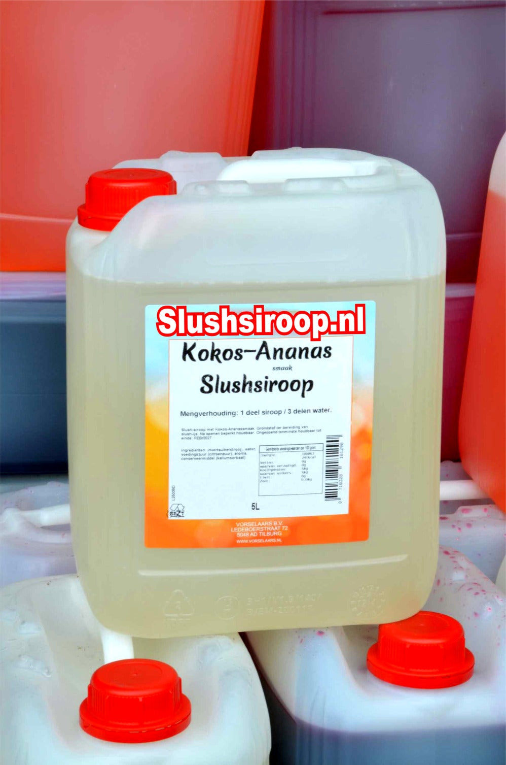 Tankje kokos-ananas slush siroop - slushsiroop.nl 5 liter