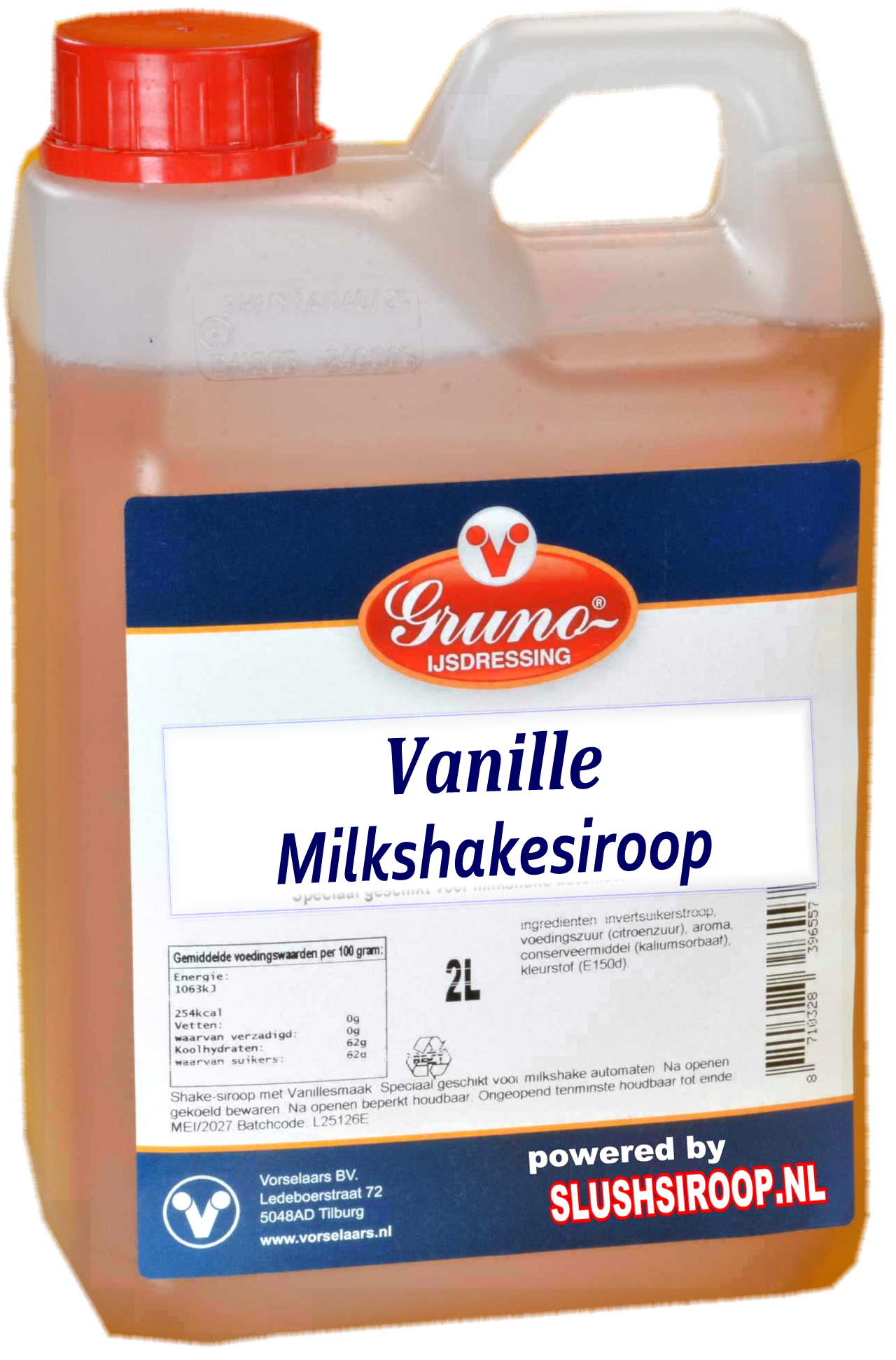 B- GRUNO - MilaNNE Milkshakesiroop VANILLE  smaak, tank a, 2 liter