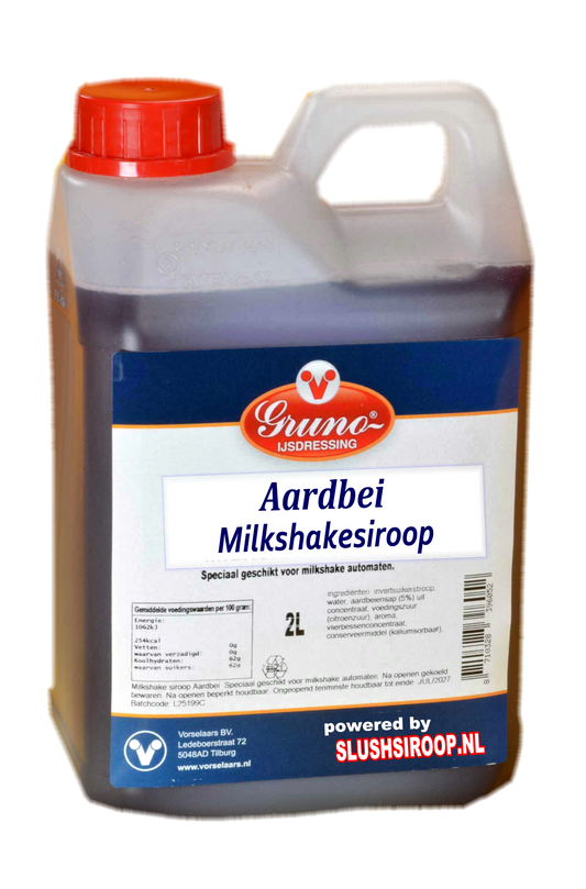 B- GRUNO - MilaNNE Milkshakesiroop AARDBEIEN smaak, tank a, 2 liter