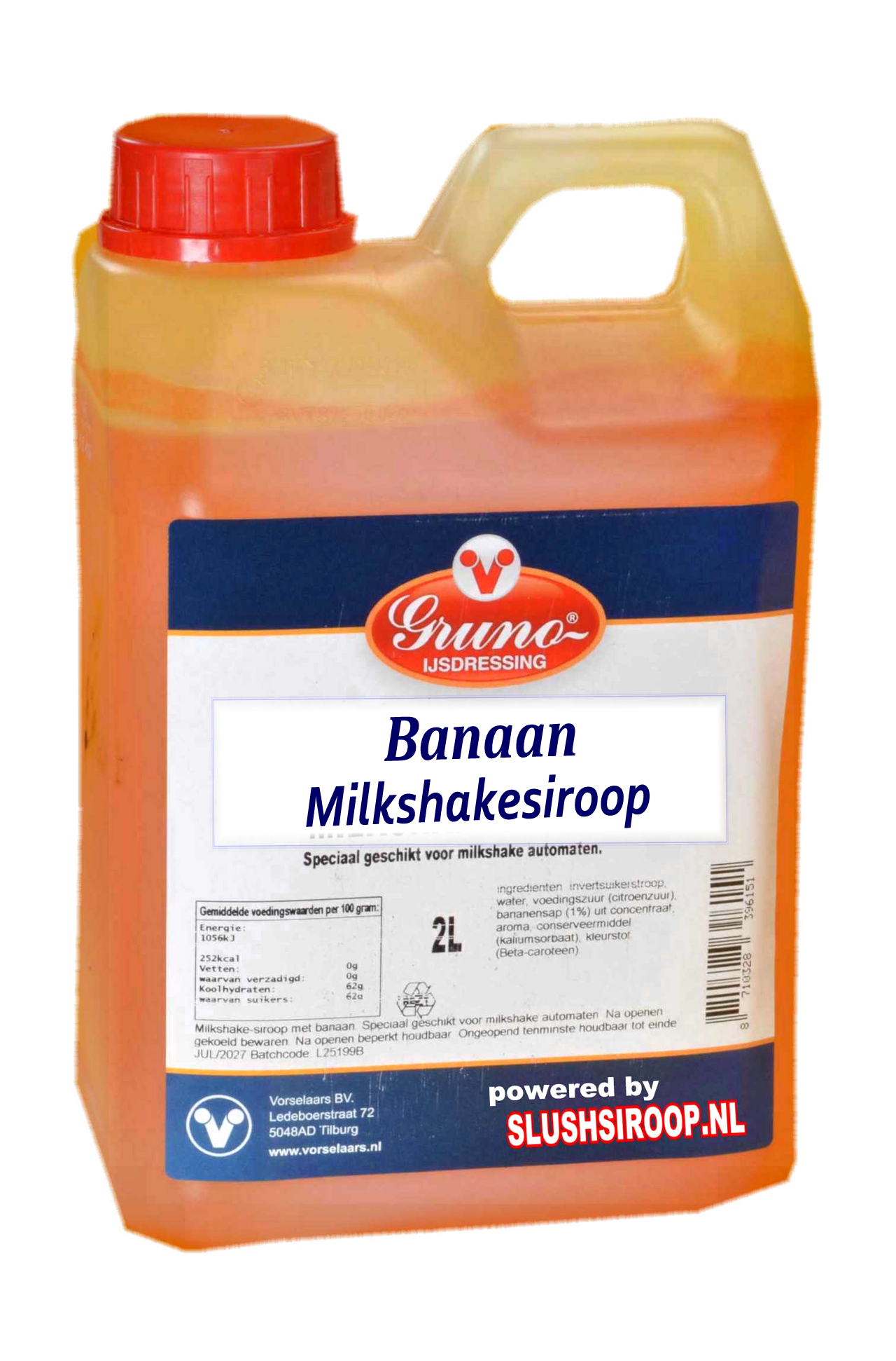 B- GRUNO - MilaNNE Milkshakesiroop BANAAN smaak, tank a, 2 liter