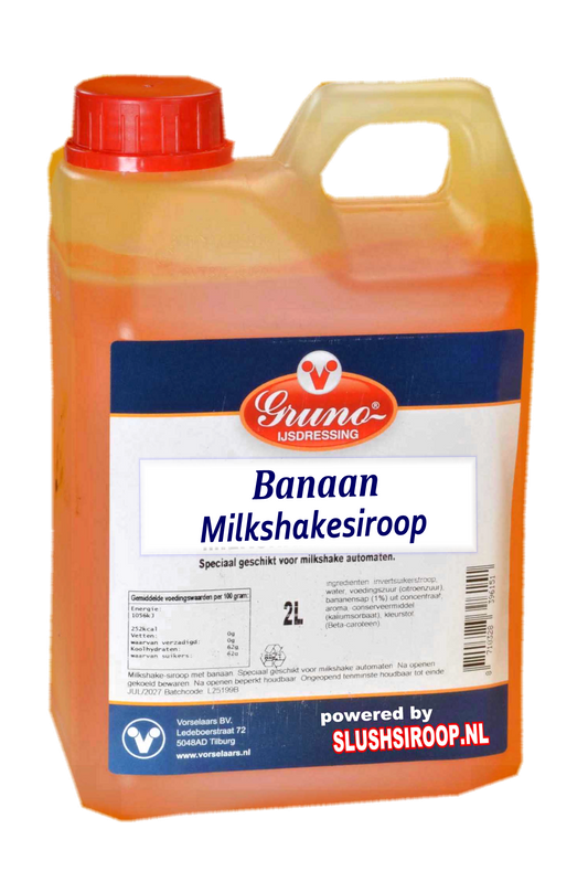 B- GRUNO - MilaNNE Milkshakesiroop BANAAN smaak, tank a, 2 liter