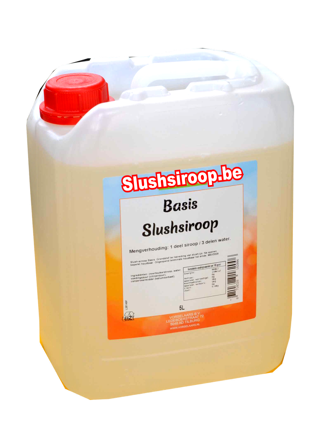 B- Slushsiroop BASIS-SIROOP - tank met 5 ltr - Vorselaars - Slushsiroop.be - de beste kwaliteit Slushsiroop