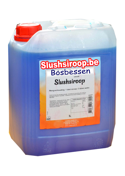 B- Slushsiroop BOSBESSEN smaak - tank met 5 ltr - Vorselaars - Slushsiroop.nl  -  Een ijskoude lekkernij voor jong en oud