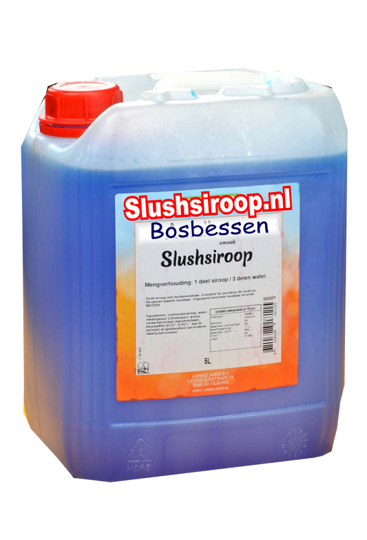 B-Slushsiroop BOSBESSEN smaak - tank met 5 ltr - Vorselaars - Slushsiroop.nl  -  Een ijskoude lekkernij voor jong en oud