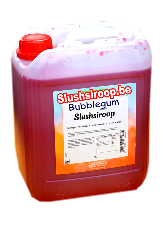 B- Slushsiroop BUBBLEGUM - tank met 5 ltr - Vorselaars - Slushsiroop.be  -  De ijskoude ijsdrank