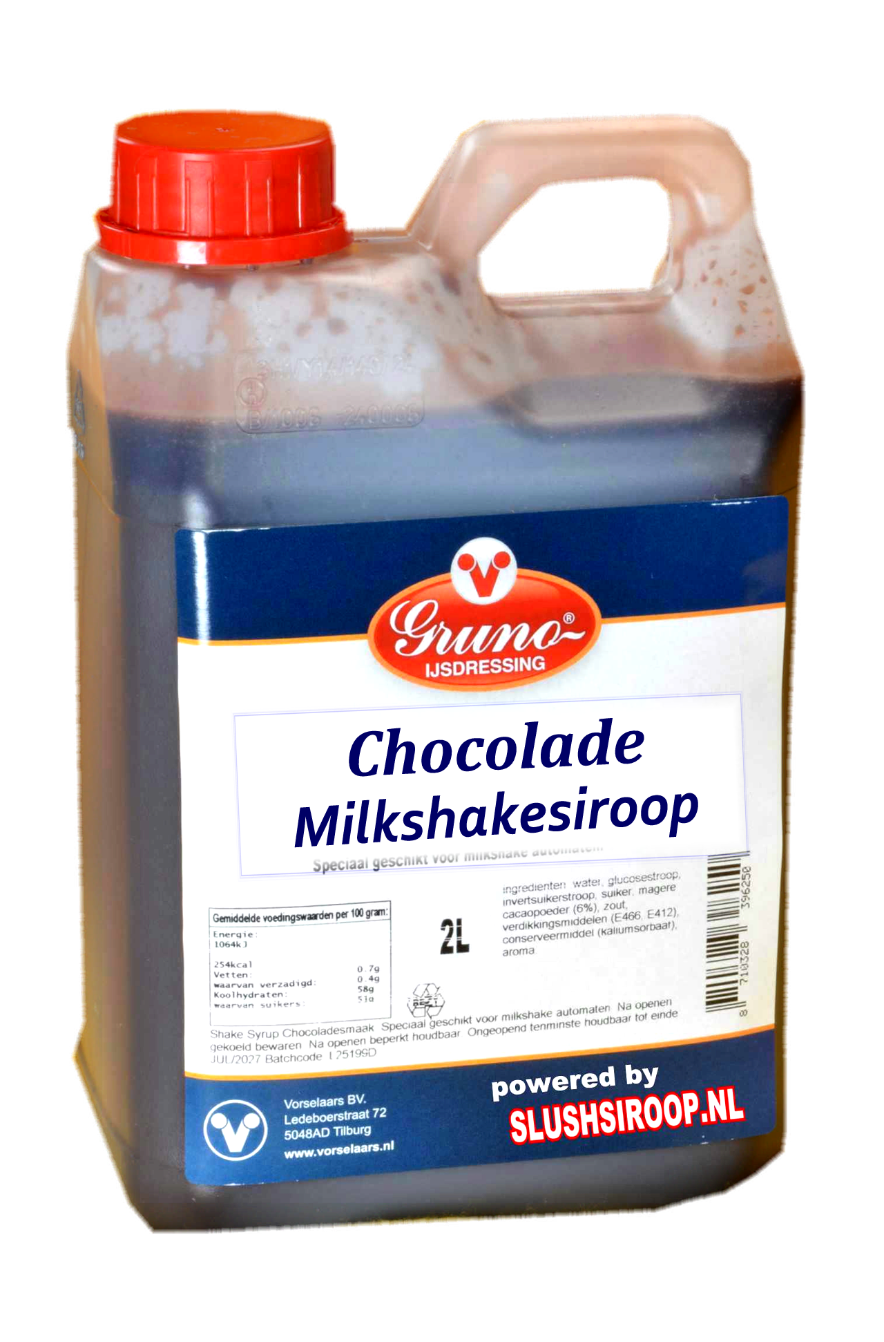 B- GRUNO - MilaNNE Milkshakesiroop CHOCOLADE smaak, tank a, 2 liter