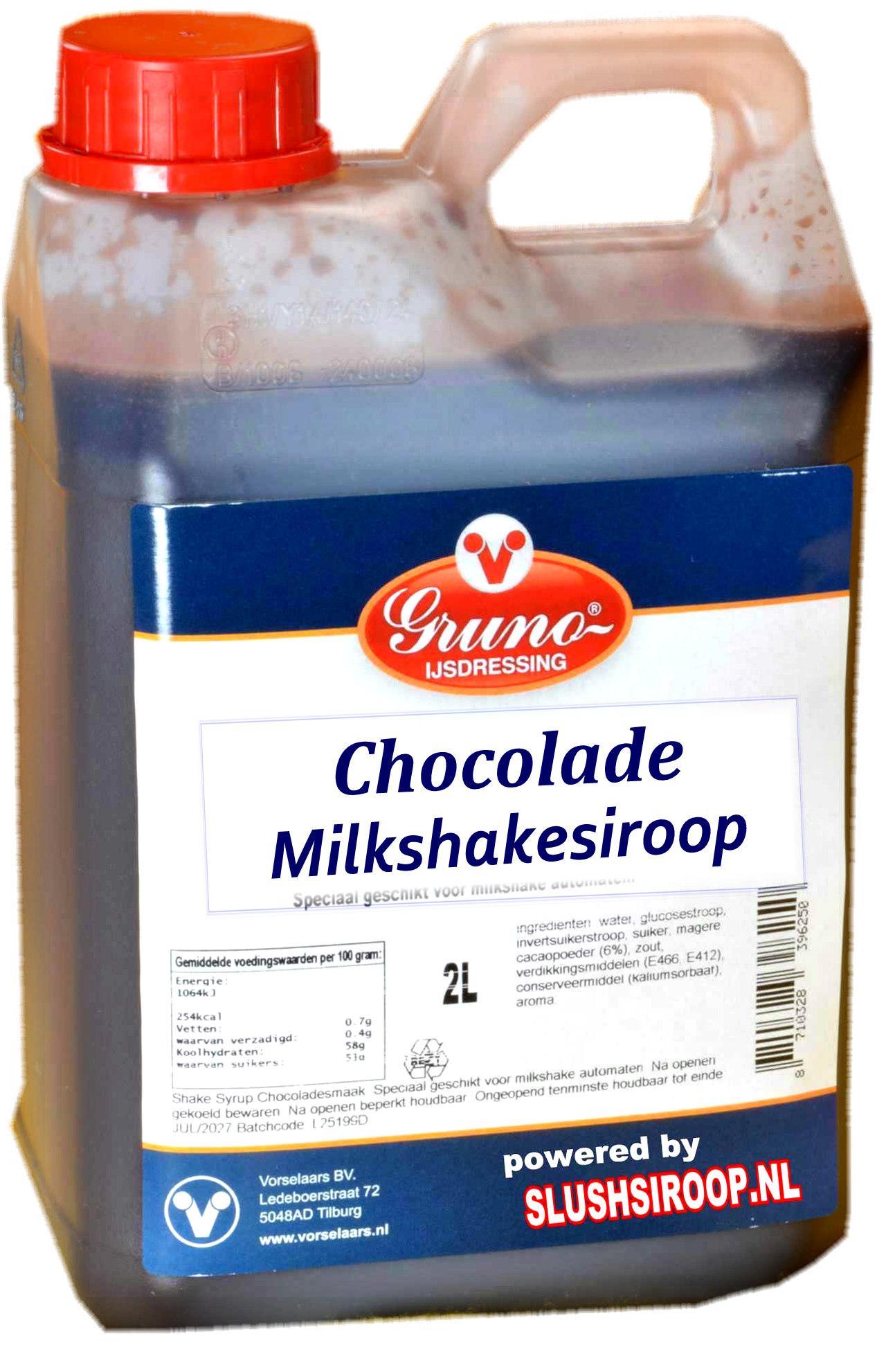 B- GRUNO - MilaNNE Milkshakesiroop CHOCOLADE smaak, tank a, 2 liter
