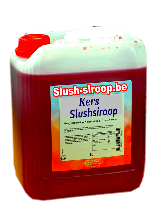 B- Slushsiroop KERSEN smaak - tank met 5 ltr - Vorselaars - Slushsiroop.be