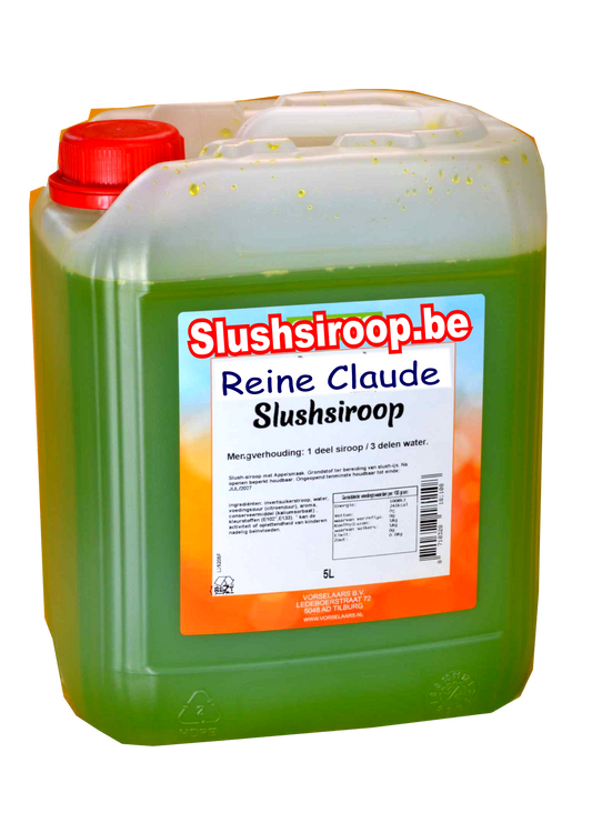 B- Slushsiroop REINE CLAUDE smaak - tank met 5 ltr - Vorselaars - Slushsiroop.be