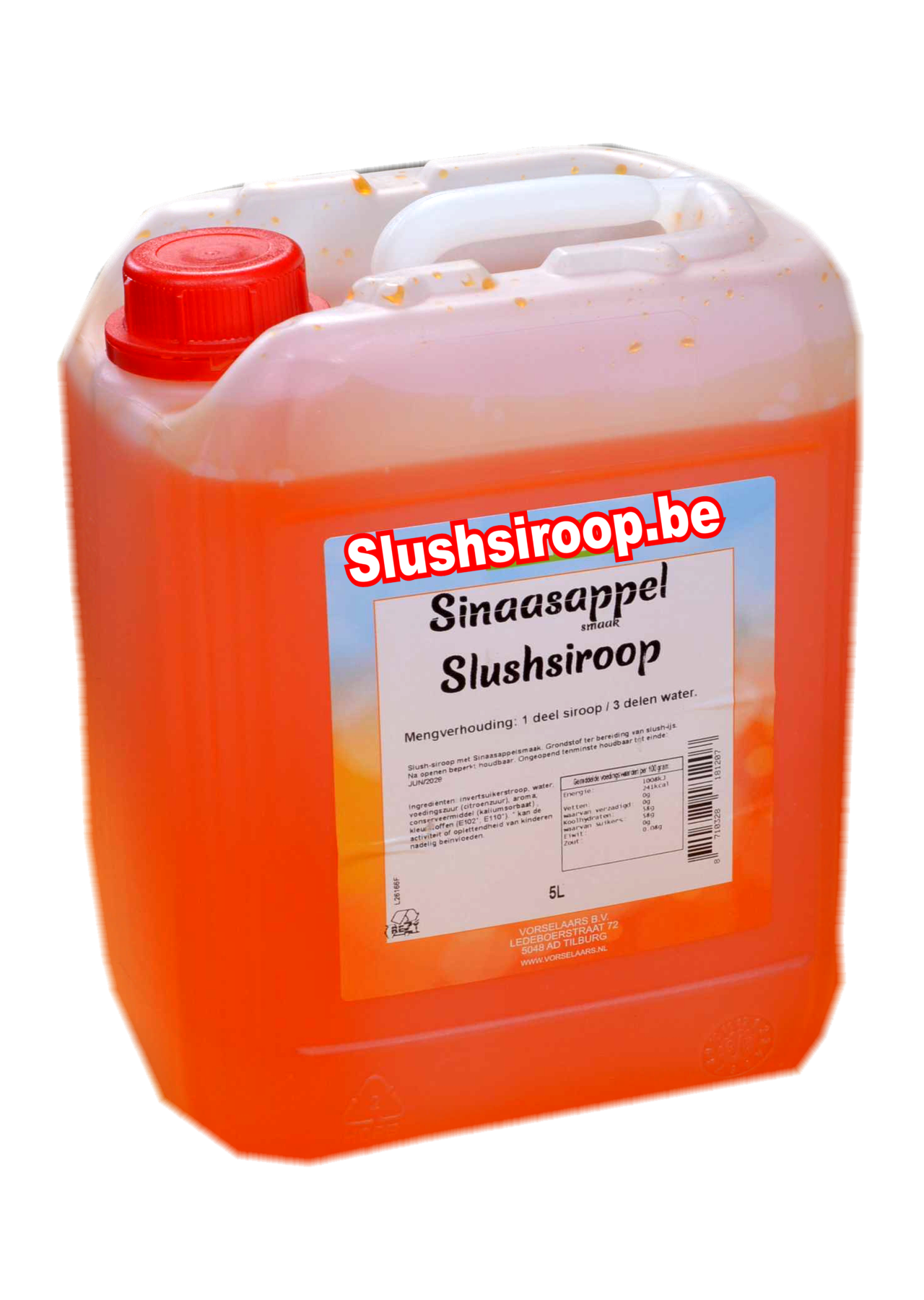 B- Slushsiroop SINAASAPPEL smaak - tank met 5 ltr - Vorselaars - Slushsiroop.be