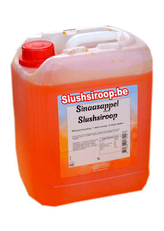 B- Slushsiroop SINAASAPPEL smaak - tank met 5 ltr - Vorselaars - Slushsiroop.be