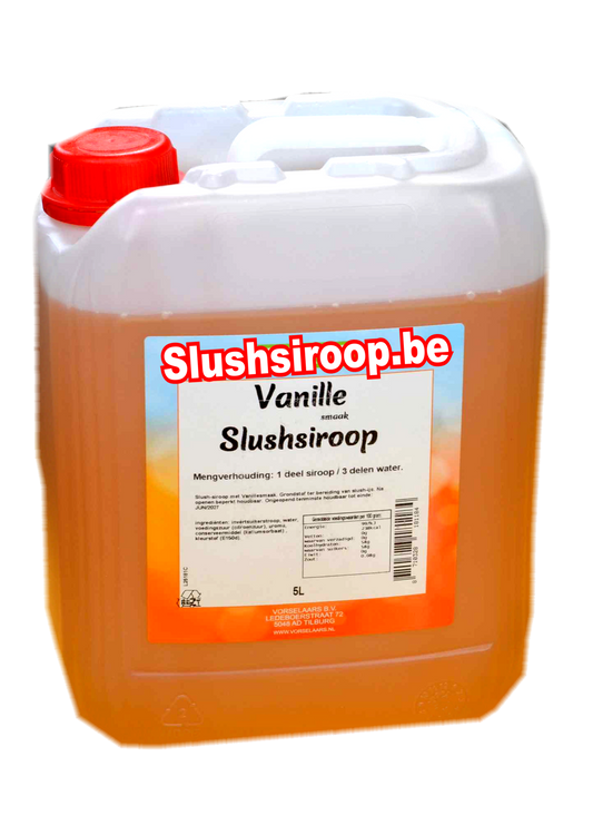 B- Slushsiroop VANILLE smaak - tank met 5 ltr - Vorselaars - Slushsiroop.be